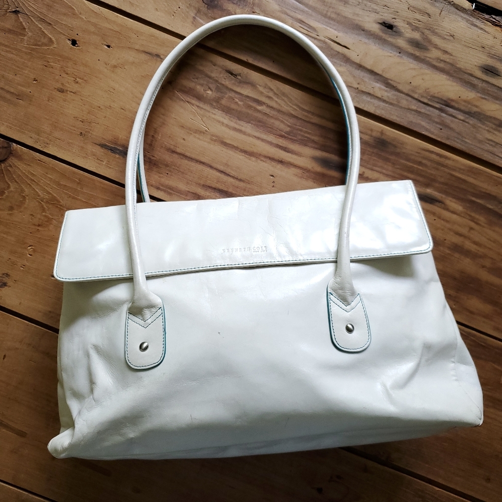 Kenneth Cole Women's White Leather Large Shoulder Bag